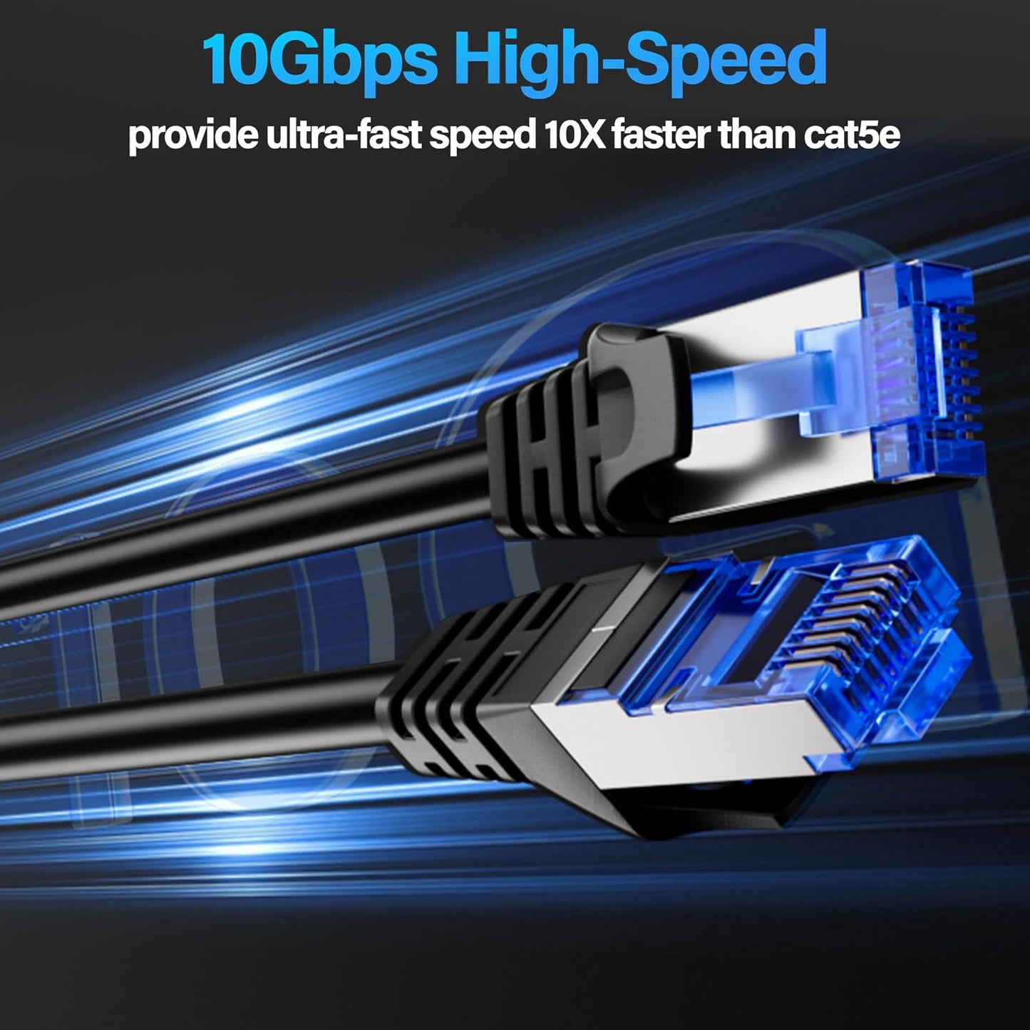 TuokaJu Cat6A 10Gbps 14 (10 Pack), 6, 28AWG Cat6 Cat6a Ethernet Cable Shielded ft Slim Shielded (F/UTP) Ethernet Cable