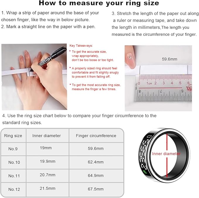 Smart Health Ring with Screen,for Women Men Fitness Tracker with Heart Rate, Blood Oxygen, HRV, Sleep Monitoring, Step Counting, IP68 for iPhone and Android, No Subscription Fee (Gold, 10#)