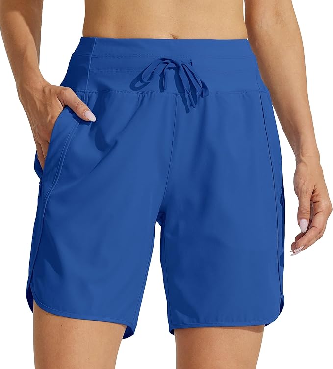 Willit Women's 7" Athletic Running Shorts Long Workout Hiking Shorts Quick Dry High Waisted Active Zipper Pocket(3X-Large)