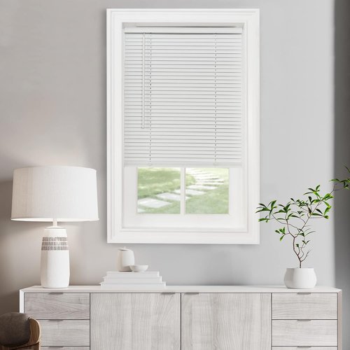 Achim Home Decor Cordless Mini Blinds - Light Filtering, 29" W x 48" L, Pearl White