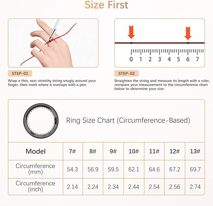 Fit Ring, Smart Health Rings for Women Men with Heart Rate,Blood Oxygen,HRV,Stress Level, Sleep Monitor, Step Tracker, No Subscription Fee, IP68 Waterproof Smart Ring for iphone &Android (Black, 11#)