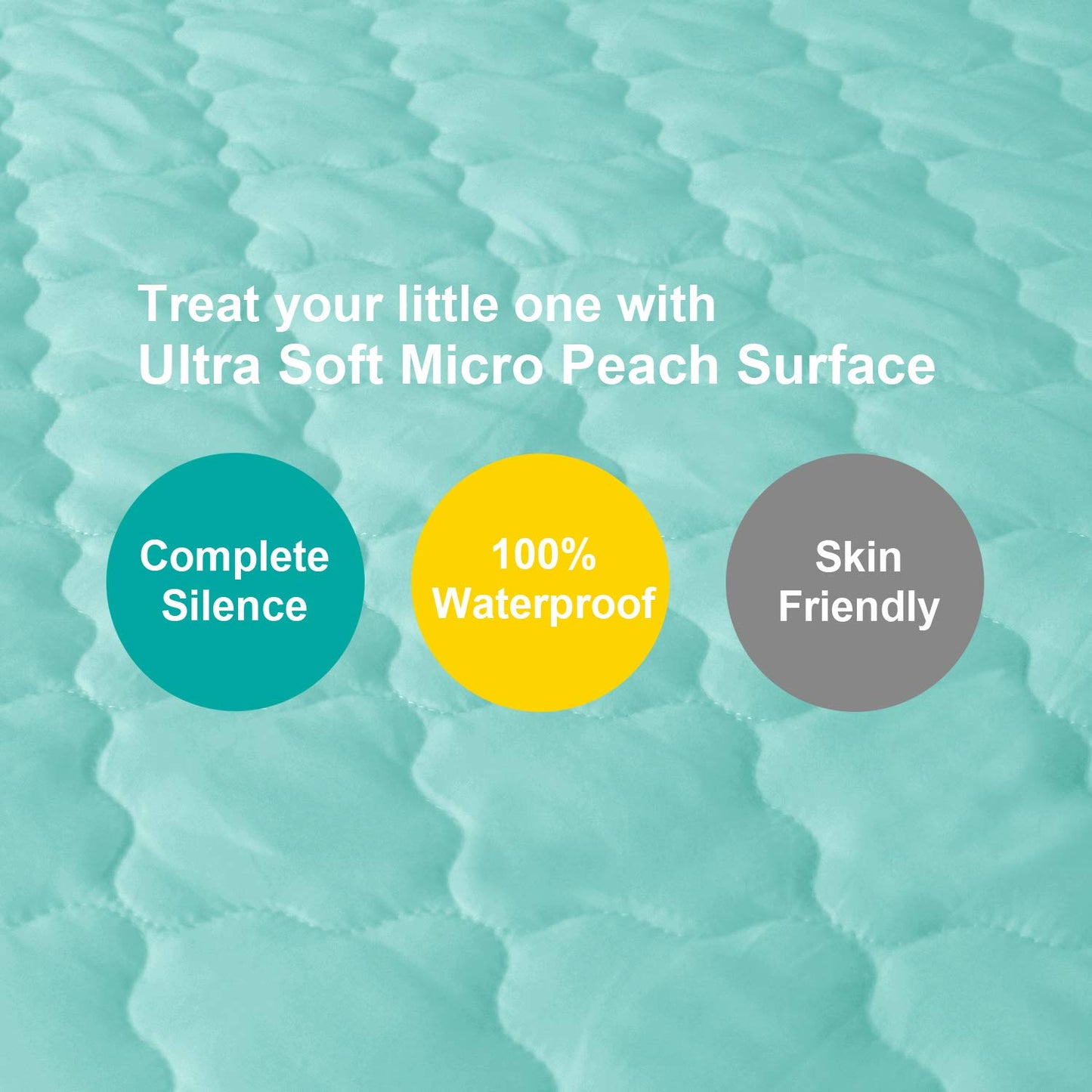 Skiennix Waterproof Pack 'n Play Sheet - Quilted Playard Protector 39" X 27" - Aqua Color