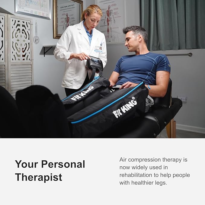 FIT KING Air Compression Recovery System, Cordless Full Leg Massager with Dynamic Pressure, Reduces Muscle Pain and Improves Circulation, Fast Recovery for Athletes (Large)