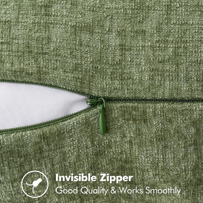 MIULEE Pack of 2 Euro Sham Pillow Covers 24x24 Inch Sage Green Farmhouse Decorative Throw Pillow Covers with Stitched Edge Soft Chenille Solid Dyed Summer Pillow Covers for Bed Sofa Couch Living Room