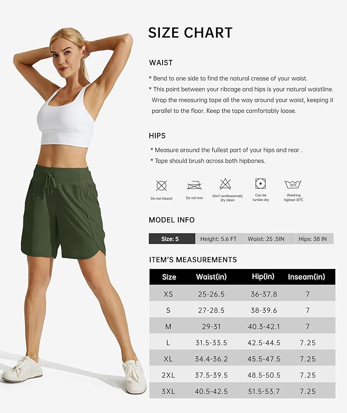 Willit Women's 7" Athletic Running Shorts Long Workout Hiking Shorts Quick Dry High Waisted Active Zipper Pocket(X-Large)