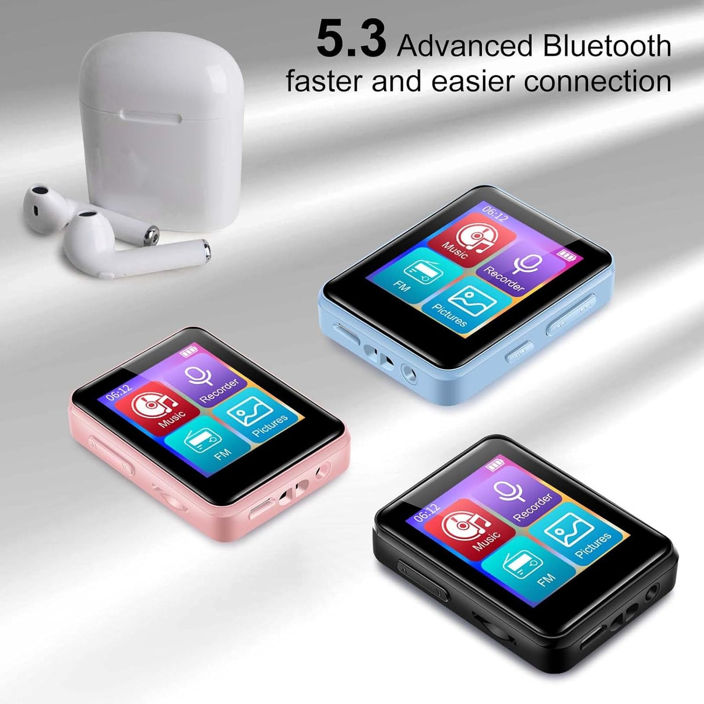 woolynew 64GB MP3 1.8 inch 512GB, Player, Bluetooth Music Player, Portable High Fidelity Lossless Music Player