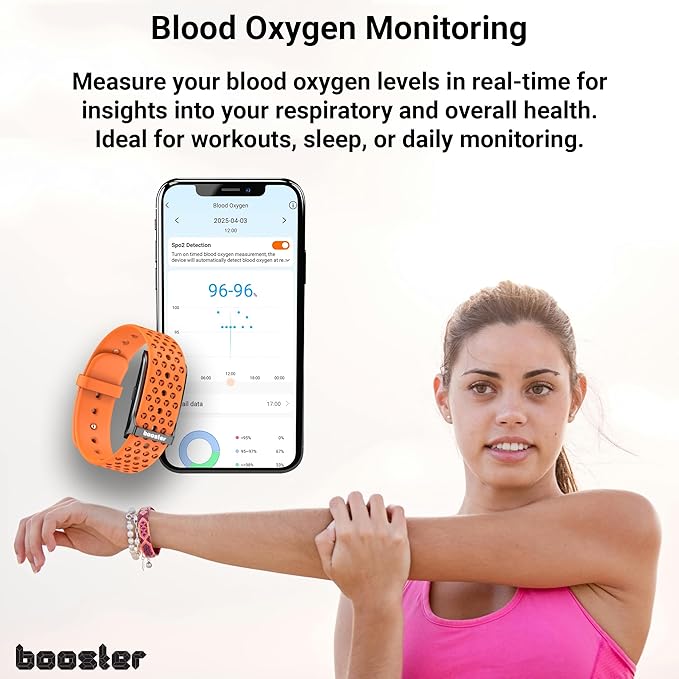 Booster Smart Bracelet, Wearable Activity & Fitness Tracker Band, 24H Sleep Tracker, All-Day Continuous Heart Rate Blood Pressure Stress HRV Monitor, 120+ Sport Modes Smart Wristband, Silicone Navy