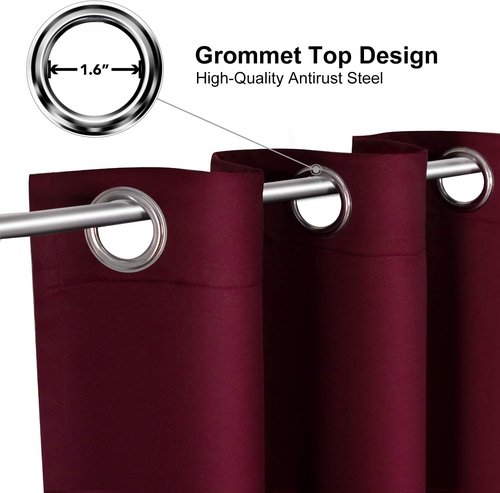 ChrisDowa Blackout Curtains - Thermal Insulated Room Darkening Panels Set (Burgundy Red, 52W x 45L)