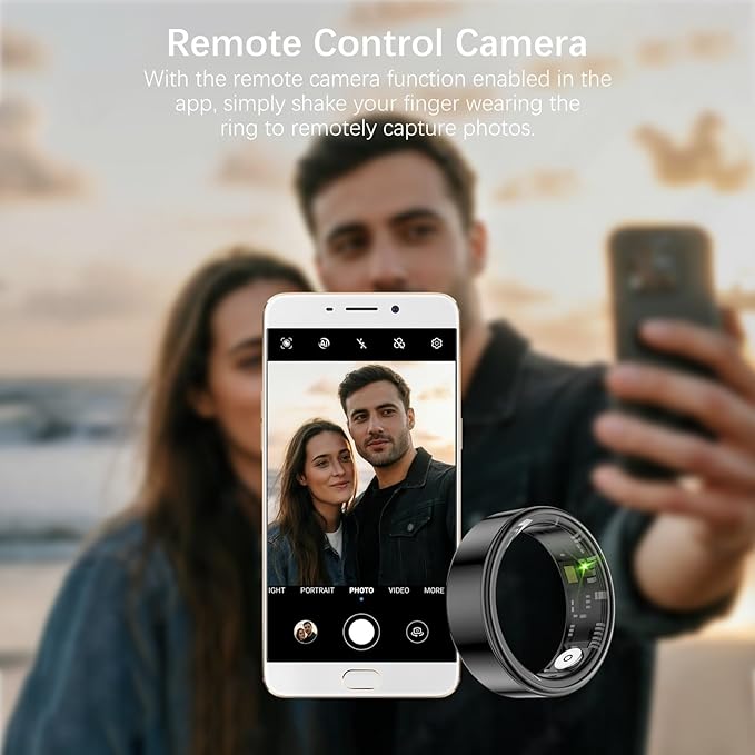 Smart Health Rings for Women Men, Fitness Tracker with Heart Rate, Blood Oxygen, HRV, Sleep Tracker, Step Tracker, No Subscription Fee, IP68 Waterproof Smart Ring for iphone & Android (Black 7#)