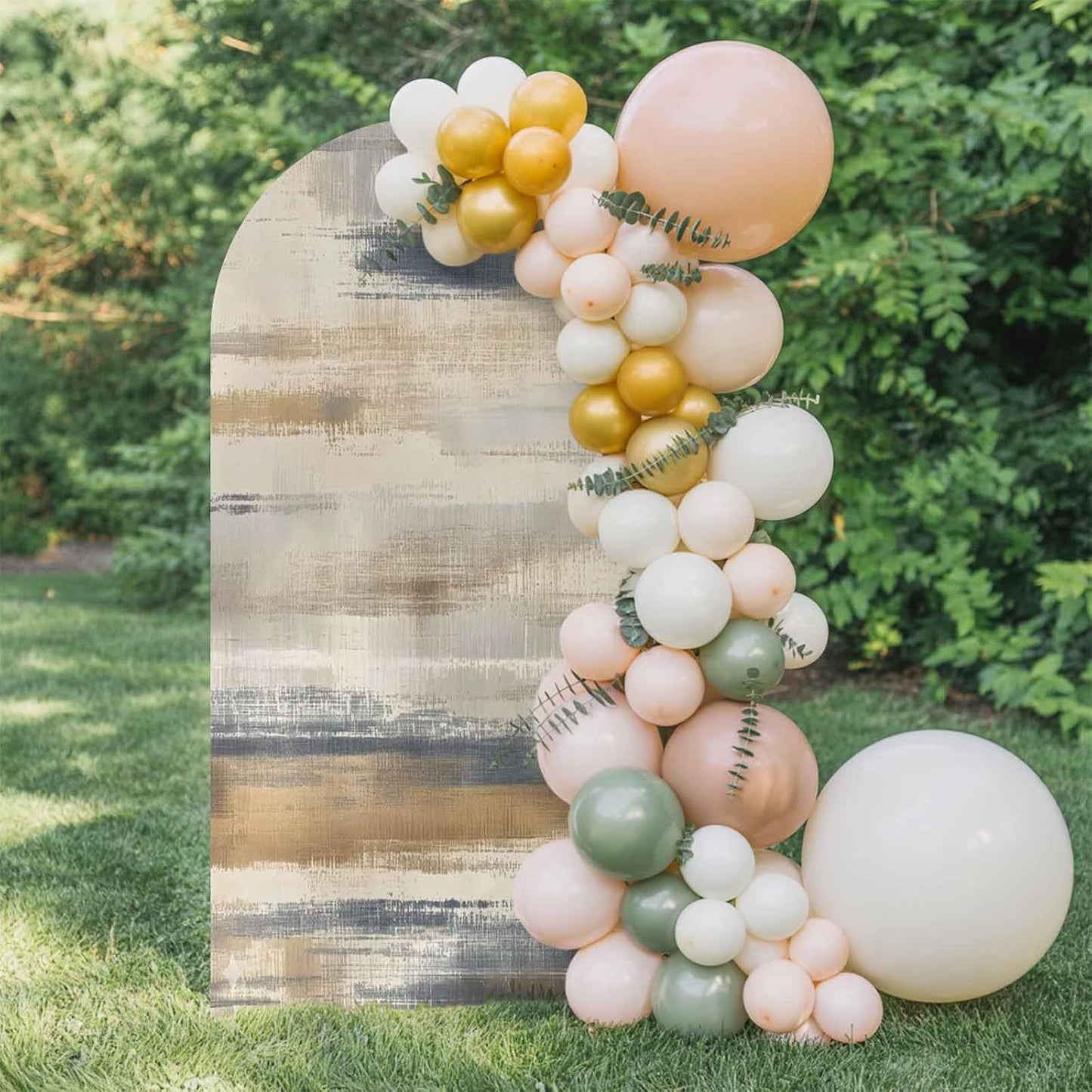 LFoveYuamer 6.6 Ft Arch Backdrop Cover, Brown Beige Ombre Decorative Wedding Arch Covers Spandex Fitted, Geometric Oil