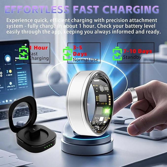 Smart Ring for Women ??Fitness Tracker Ring with Heart Rate, SpO2, Blood Pressure, Sleep Monitoring, Step & Calorie Counter, No Subscription Fee, iOS & Android Compatible (Silver, 11)