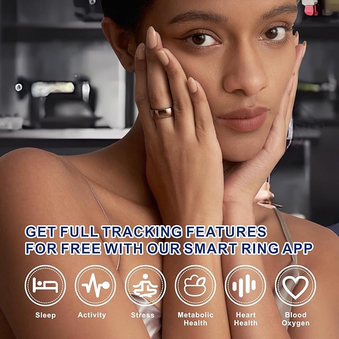 Smart Ring, Activity Trackers, Sleep Ring, Fitness Tracking, Stress Tracker, Heart Rate, Meditation, Temperature, Respiratory, No App Subscription, Women, Men, iOS, Android (Rosegold, 13)