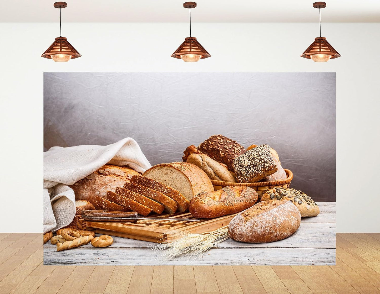 KeyWork 10x7ft Artisan Bread Assortment Backdrop Fresh Bakery Photography Background for Party Food Themed Gathering