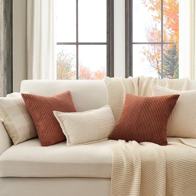 Topfinel Decorative Terracotta Throw Pillow Covers Cushion Cases, Set of 4 Soft Velvet Modern Double-Sided Designs, Rustic Fall Home Decor, Pillow Inserts Not Included 22x22 inch