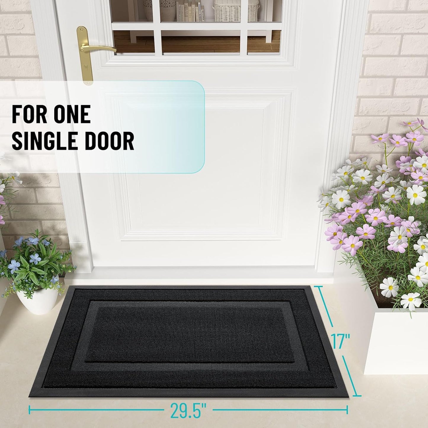 OLANLY Waterproof Front Door Mat - All-Season Indoor/Outdoor Doormat, Easy Clean, 47x23, Jet Black