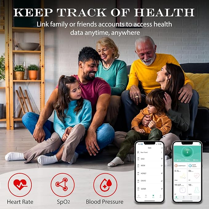 Smart Health Ring for Women Men Fitness Tracker with Heart Rate, Blood Oxygen, Blood Pressure, Sleep Monitoring, Step Counting, IP68 Waterproof for iPhone and Android, No Subscription Fee, Black #7
