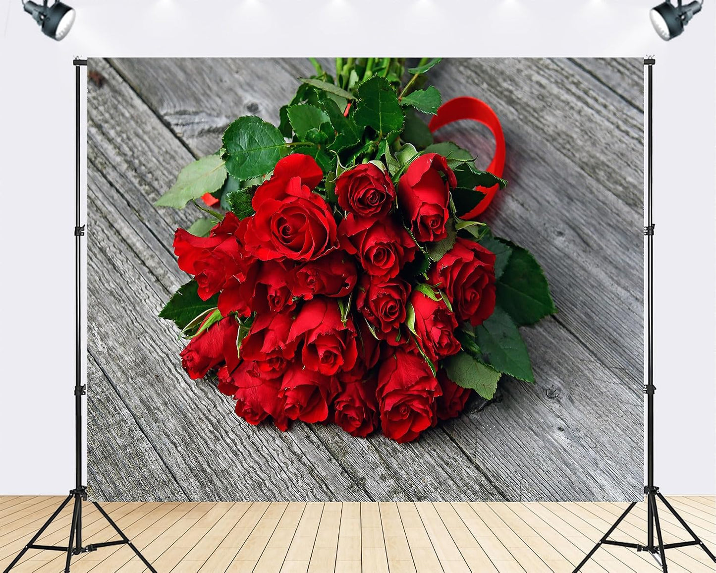 TryKid 10x10ft Romantic Red Rose Bouquet Backdrop Fresh Flower Gift Photography Background Valentine Day Wedding Party