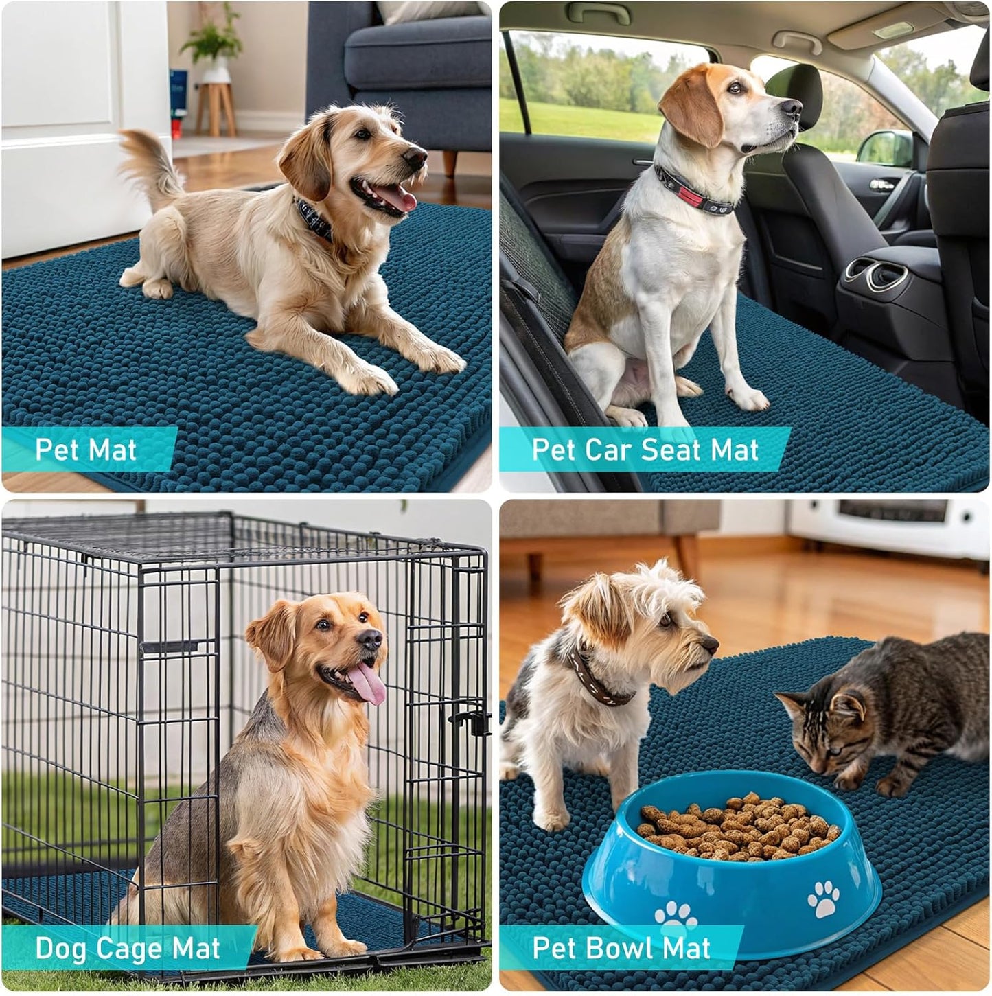 OLANLY Dog Door Mat - Absorbent Non-Slip Washable Doormat for Muddy Paws | 70x32, Atlantic Blue