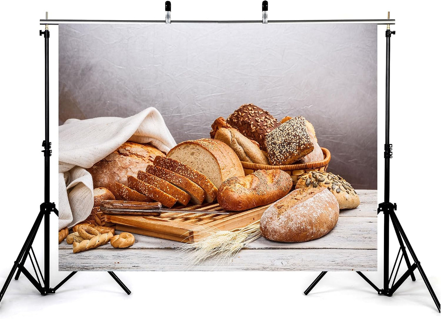 KeyWork 10x10ft Artisan Bread Assortment Backdrop Fresh Bakery Photography Background for Party Food Themed Gathering