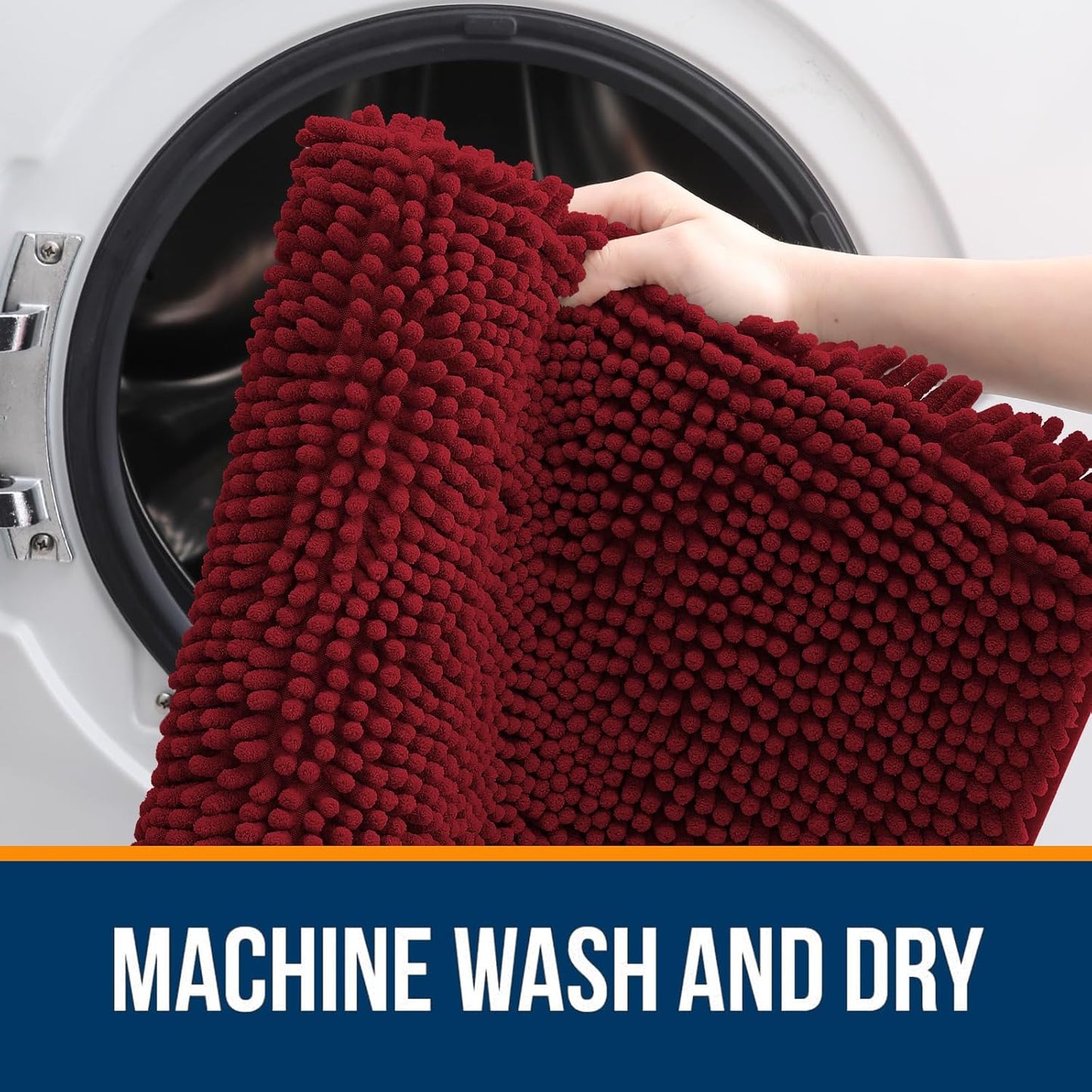 OLANLY Bathroom Rugs - Extra Soft Absorbent Chenille Bath Mats | Quick Dry, Machine Washable, 30x20, Red