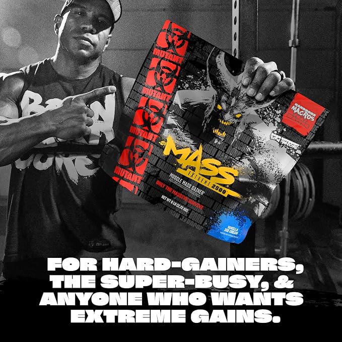 Mutant Mass Extreme Gainer ??Whey Protein Powder ??Build Muscle Size and Strength ??High Density Clean Calories (Cookies and Cream, 6 lbs)