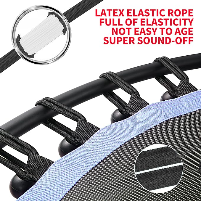 Newan 40"-48" Silent Mini Trampoline Fitness Trampoline Bungee Rebounder Jumping Cardio Trainer Workout for Adults-Max Limit 330lbs