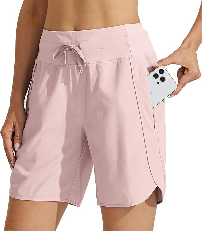 Willit Women's 7" Athletic Running Shorts Long Workout Hiking Shorts Quick Dry High Waisted Active Zipper Pocket(X-Small)