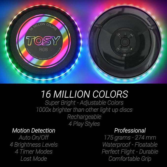 TOSY Bundle of 3-2X RGB Black + Red - Frisbee 108 LEDs, 16 Million Colors