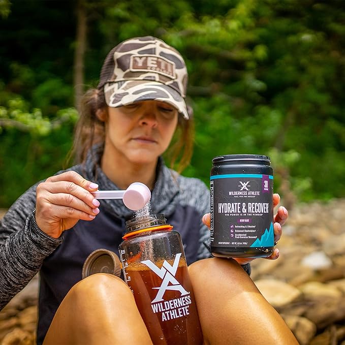 Wilderness Athlete - Hydrate & Recover | Liquid Hydration Powder Electrolyte Drink Mix - Recover Faster with Bcaas - Hydrate Powder with 1000mg of Vitamin C - 30 Serving Tub (Blue Raspberry)