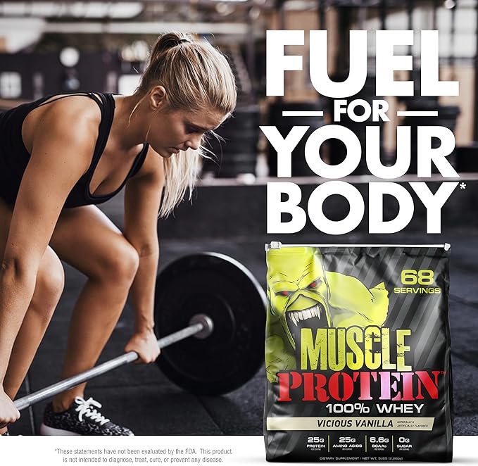 Muscle Protein Whey Powder [5 lbs/Pack of 1]??Cold Filtered, 25g Pure Protein, 6.6g BCAAs (Packaging May Vary) (5LB, Chocolate)