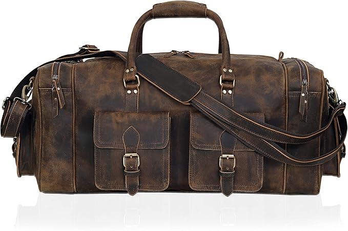 Large duffel bags for men holdall leather travel bag overnight gym sports weekend bag