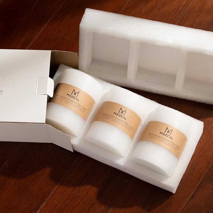 MOZEAL 3" x 6" Hand-Poured Unscented Candle,Dripless Pillar Candle Set of 3,Long Lasting Burning,Approx 120 Hours Burn Time,Rustic Country Style,for Wedding,Dinner,Christmas and Home Decor,Dark Red