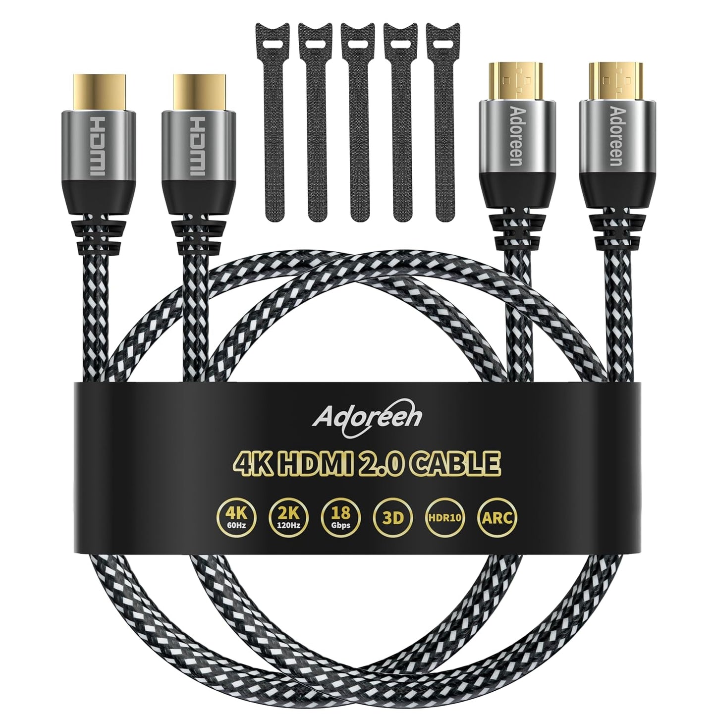 4K 20 Feet/2 Pack,High 18Gbps 2.0 Cord,4K@60Hz,2K,1080P,ARC 3D,Sturdy&Flexible&Untangled&Supreme PS5 Xbox+5 HDMI Cable