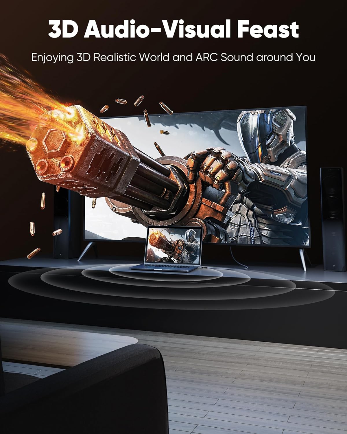 4K 2.0 40FT/12m 4K 18Gbps 3D, 2.2, PS-5/4/3/4K Highwings Long HDMI Cable - HDR Braided HDMI Cord, High Speed