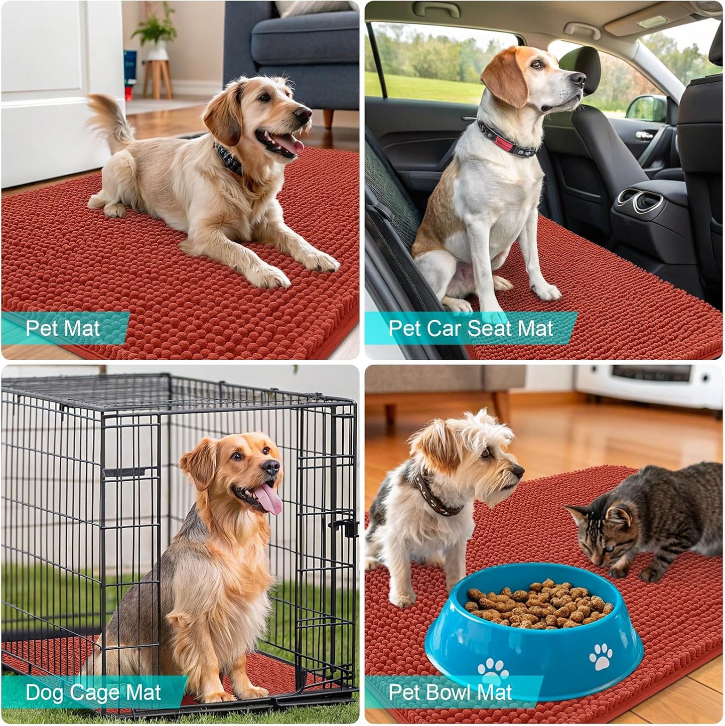 OLANLY Dog Door Mat - Absorbent Non-Slip Washable Doormat for Muddy Paws | 40x24, Maple Red