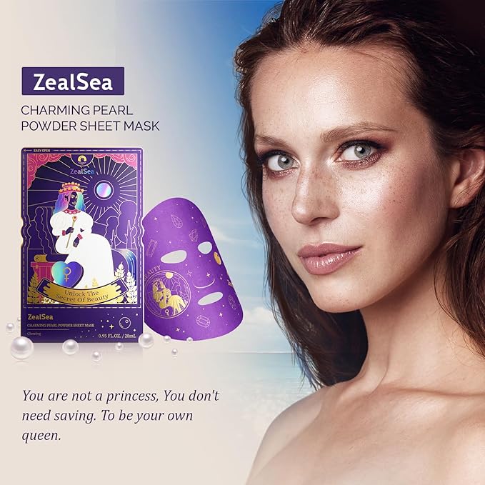 ZealSea Collagen Face Mask Skincare for Anti Aging, Hydrating Face Masks, Oat Peptide Face Mask for Wrinkles & Fine Lines, Beauty Sheet Mask, Self Care Gift for at Home Spa Party pack of 2