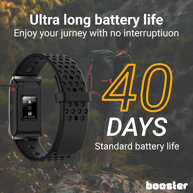 Booster Smart Bracelet, Wearable Activity & Fitness Tracker Band, 24H Sleep Tracker, All-Day Continuous Heart Rate Blood Pressure Stress HRV Monitor, 120+ Sport Modes Smart Wristband, Textile Pink
