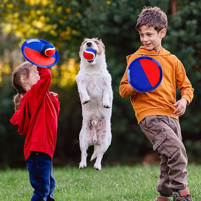 EVERICH Upgraded Toss and Catch Ball Game Set, Outdoor Games for Kids Outdoor Toys Yard Games, Beach Pool Toys for Adults Family 4 Paddles 4 Balls, Great Gifts for Boys Girls 3 4 5 6 7 8-12 Years Old