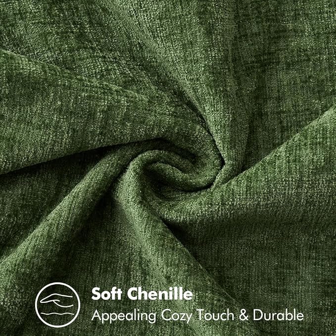 MIULEE Pack of 2 Couch Pillow Covers 20x20 Inch Moss Green Farmhouse Decorative Throw Pillow Covers with Stitched Edge Soft Chenille Solid Dyed Pillow Covers for Sofa Bed Living Room, Forest Green