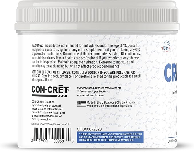 Lemon Lime Creatine HCL Powder | Micro-Dosed High Absorption Creatine | Naturally Flavored & Sweetened | Stimulant-Free | Vegan, Gluten-Free | Pre/Post Workout Supplement | 60 Servings