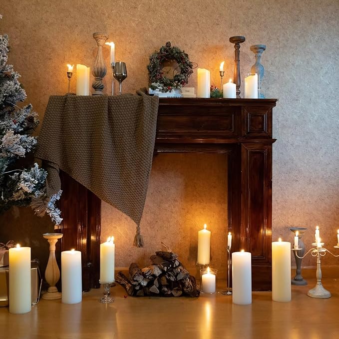 MOZEAL 4" x 12" Extra-Large Dark Green Pillar Candles (Set of 2),Unscented,Dripless, Smokeless,Long Clean-Burning,These Tall 12 inch Large Green Pillar Candles Perfect for Weddings and Christmas Decor