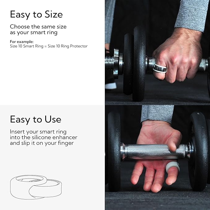 Rinfit Smart Ring Protector - Silicone Ring Enhancer for Active Lifestyle and Gym - StyleFit U.S. Design Patent - Stone, Size 12