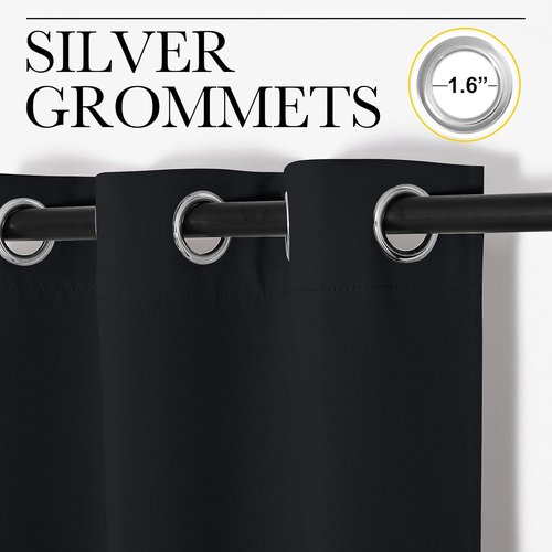 NICETOWN Blackout Curtains - Energy-Saving Thermal Insulated Draperies | 55" x 92", Black, 1 Pair