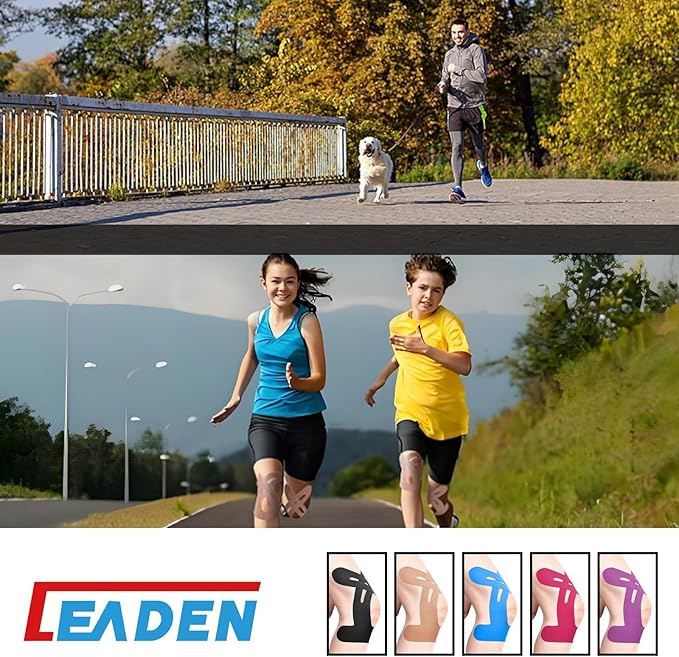 IEADEN Precut Kinesiology Tape for Knees, 10 Pcs - Knee Support & Stability, Knee Pain Relief Athletic Tape - Waterproof & Elastic, Breathable Hypoallergenic Latex-Free Tape, Beige