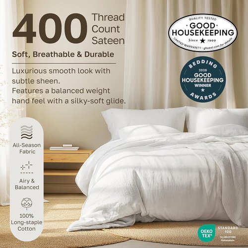 California Design Den Full Size Bed Sheets Set - 100% Soft Cotton, 400 TC, Deep Pockets | Antique White