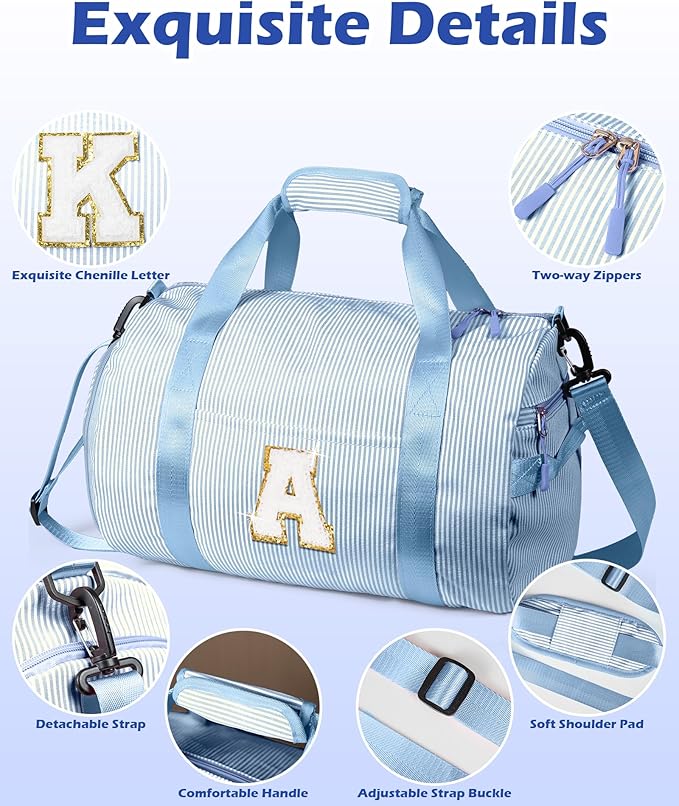Dance Recital Gifts for Girls, Girl Gym Bag, Kids Initial Overnight Duffel Bags with Shoe Compartment, Personalized Travel Bag with Makeup Pouch, Fashion Stuff for Teens (Letter Y)
