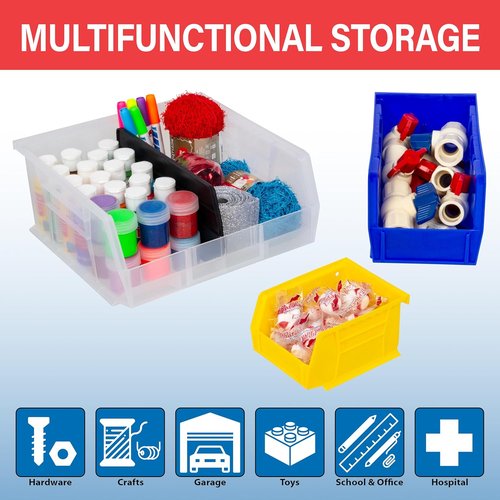 Akro-Mils Plastic Storage Bins - Space-Saving Stackable Organizers for Garage & Pantry | 11" x 11" x 5", Blue, 6-Pack