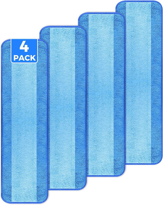 Wlich 4-Pack Microfiber Mop Pads - 18-Inch Washable & Reusable Cleaning Pads for Hardwood & Tile Floors
