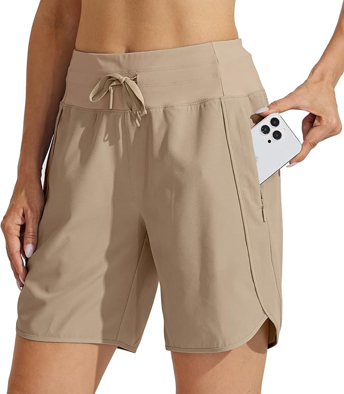 Willit Women's 7" Athletic Running Shorts Long Workout Hiking Shorts Quick Dry High Waisted Active Zipper Pocket(X-Large)