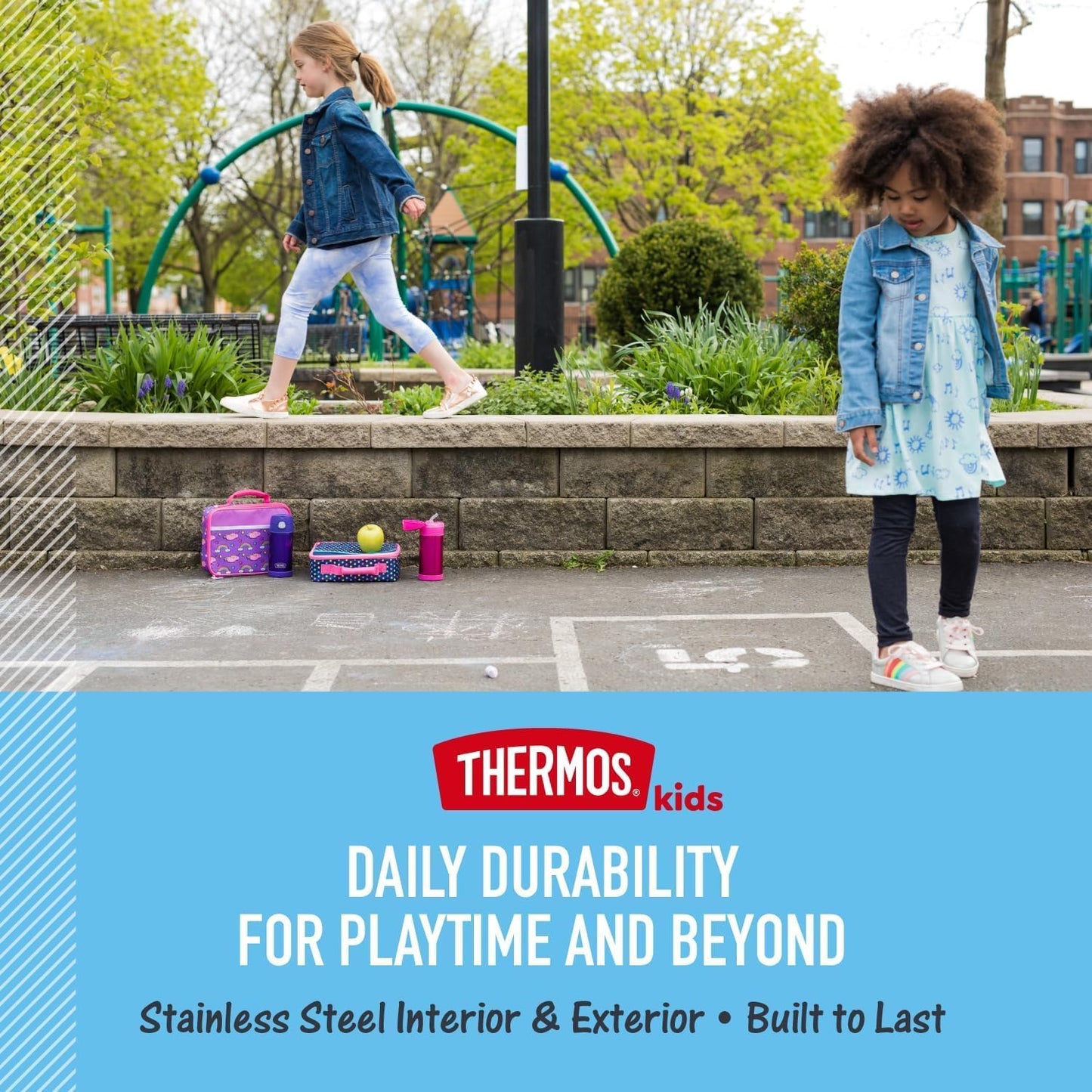THERMOS FUNTAINER Water Bottle - 12 Ounce Kids Stainless Steel Vacuum Insulated with Straw - Stitch Design